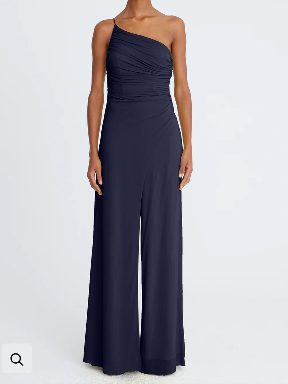Halston Heritage Camryn One Shoulder Wide Leg Jumpsuit Navy Size 4 NWT